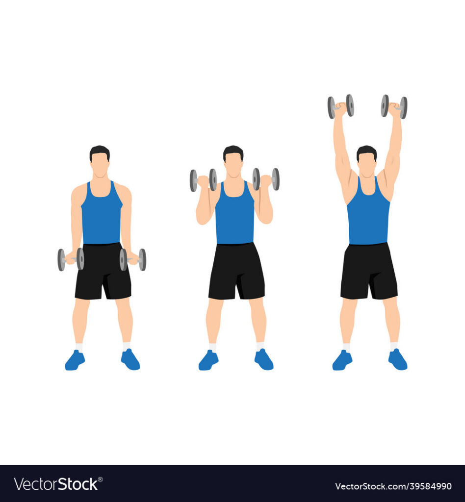 Dumbbell bicep curl to press