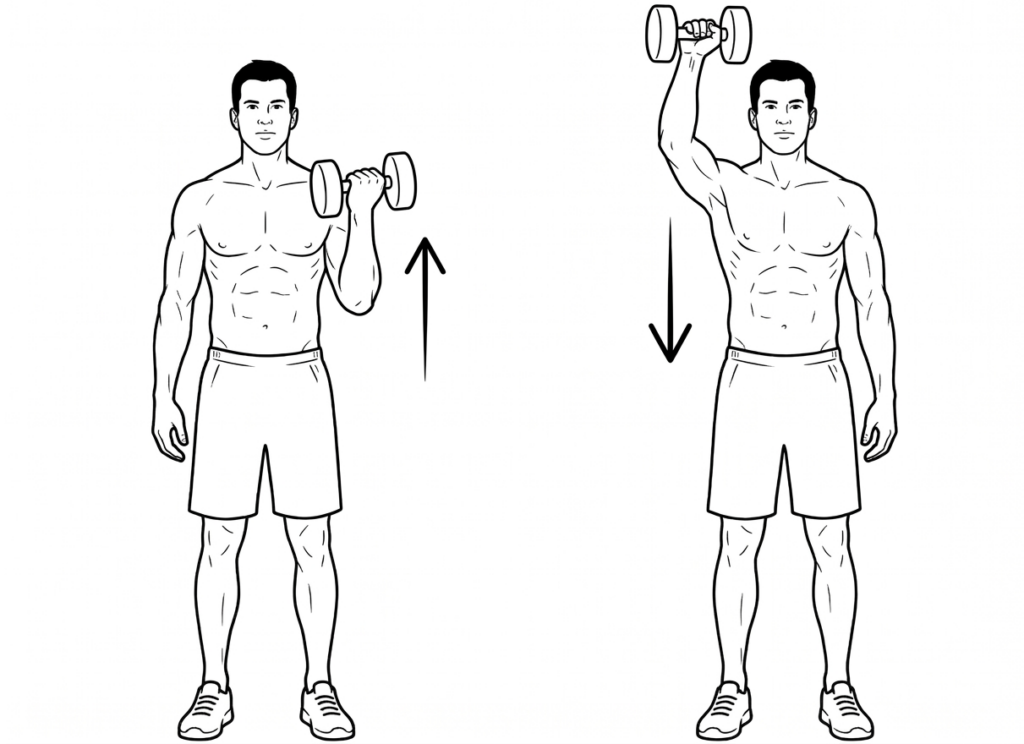 Single-arm dumbbell shoulder press